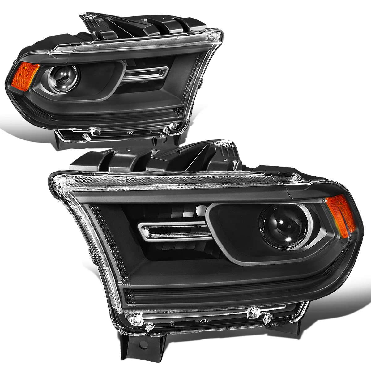 DNA Headlights Dodge Durango (14-20) Black Housing w/ Amber or Clear Corner Lens - Image 2