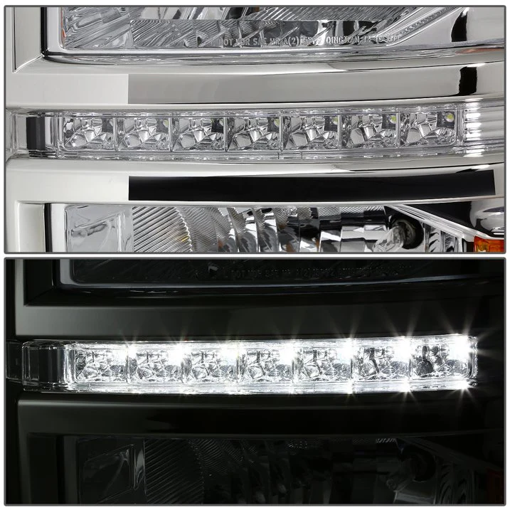 DNA Projector Headlights for Chevy Silverado 1500 (2014-2015) Chrome or Black Housing with Clear Lens - Image 3