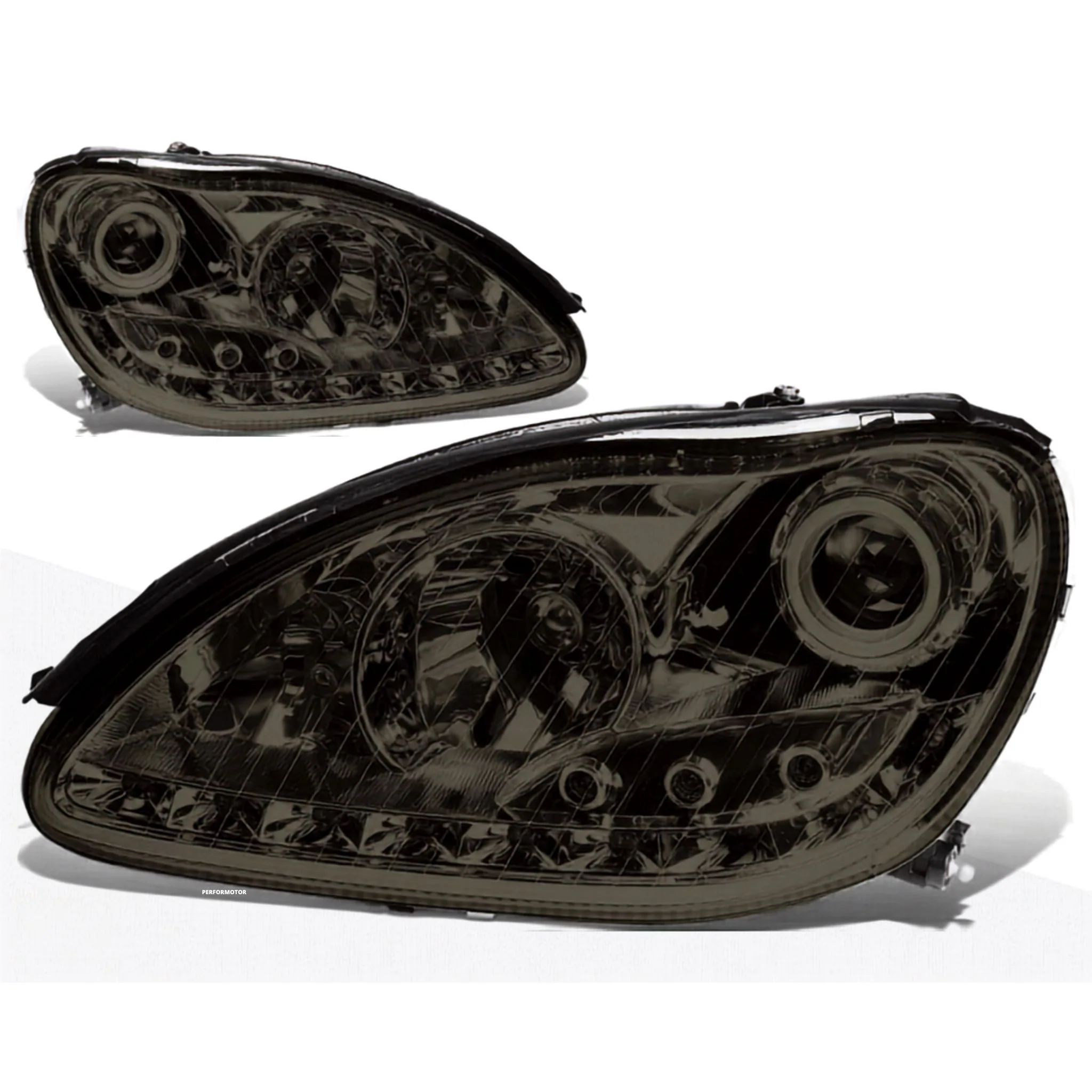 DNA Projector Headlights for Mercedes W220 S55 AMG (2001-2006) S65 AMG (2005-2006) Black or Chrome Housing with Halo or LED Bar DRL - Image 10