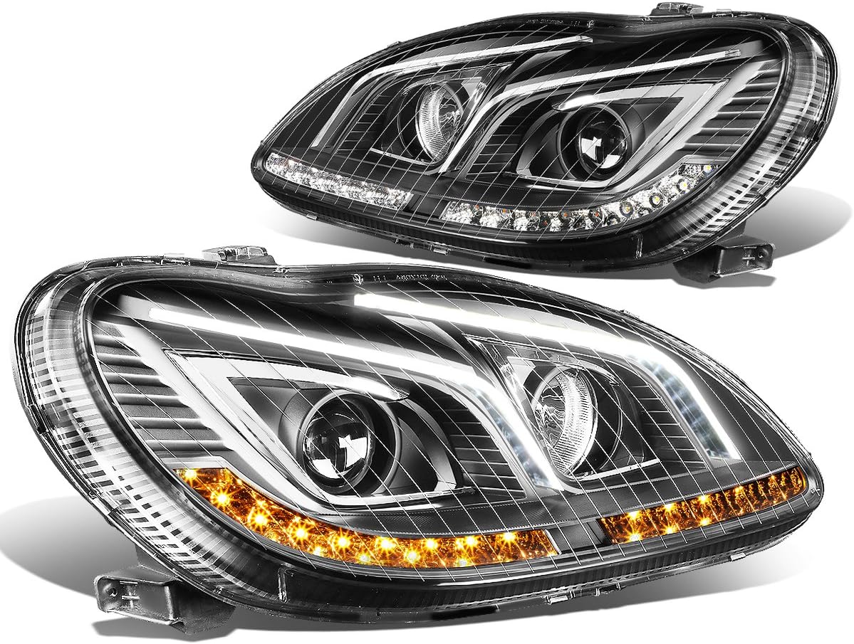 DNA Projector Headlights for Mercedes W220 S55 AMG (2001-2006) S65 AMG (2005-2006) Black or Chrome Housing with Halo or LED Bar DRL - Image 11