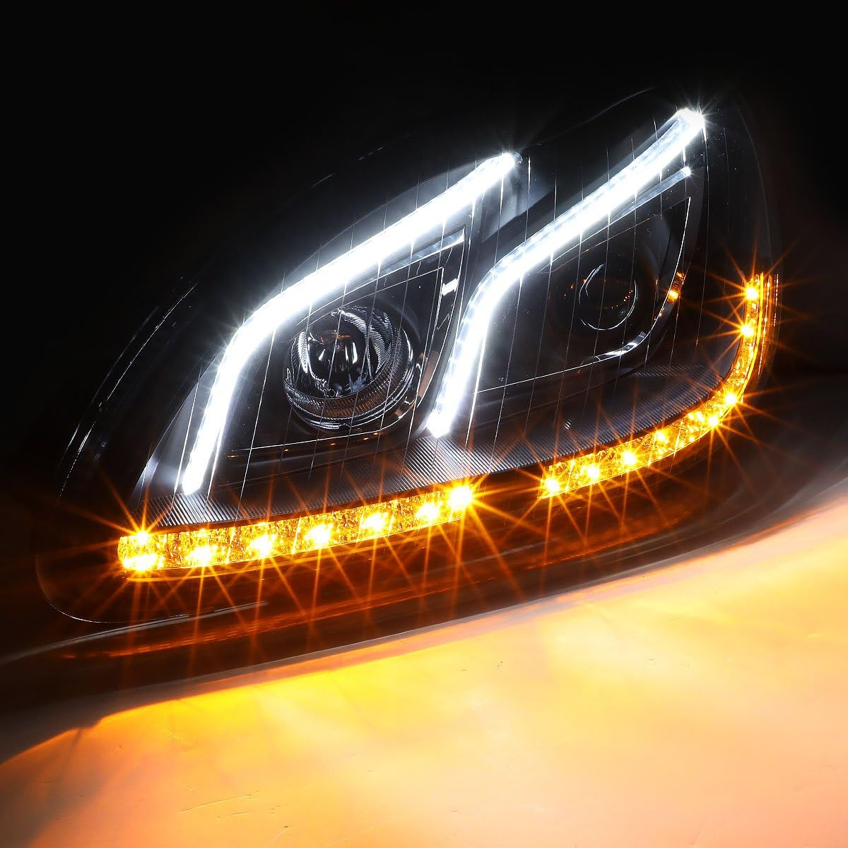 DNA Projector Headlights for Mercedes W220 S55 AMG (2001-2006) S65 AMG (2005-2006) Black or Chrome Housing with Halo or LED Bar DRL - Image 13