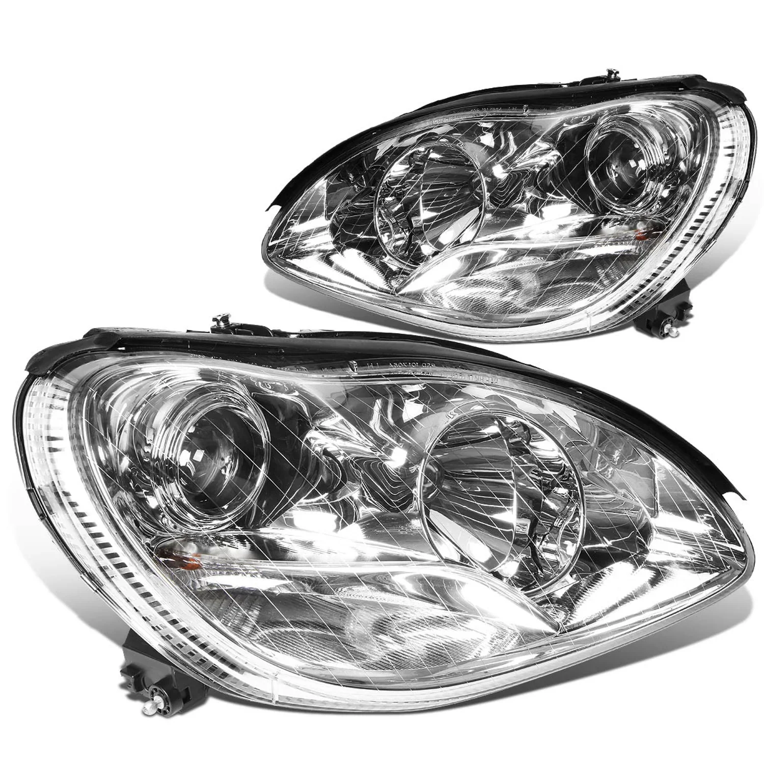 DNA Projector Headlights for Mercedes W220 S55 AMG (2001-2006) S65 AMG (2005-2006) Black or Chrome Housing with Halo or LED Bar DRL - Image 20