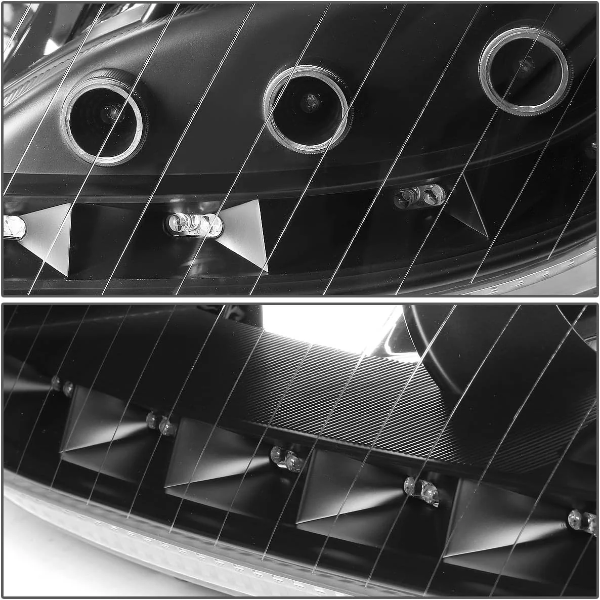 DNA Projector Headlights for Mercedes W220 S55 AMG (2001-2006) S65 AMG (2005-2006) Black or Chrome Housing with Halo or LED Bar DRL - Image 3