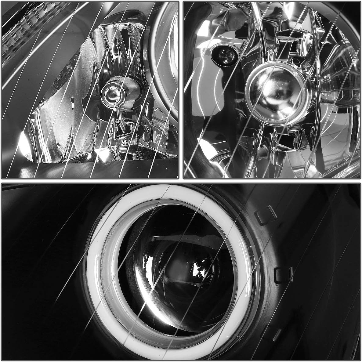 DNA Projector Headlights for Mercedes W220 S55 AMG (2001-2006) S65 AMG (2005-2006) Black or Chrome Housing with Halo or LED Bar DRL - Image 4