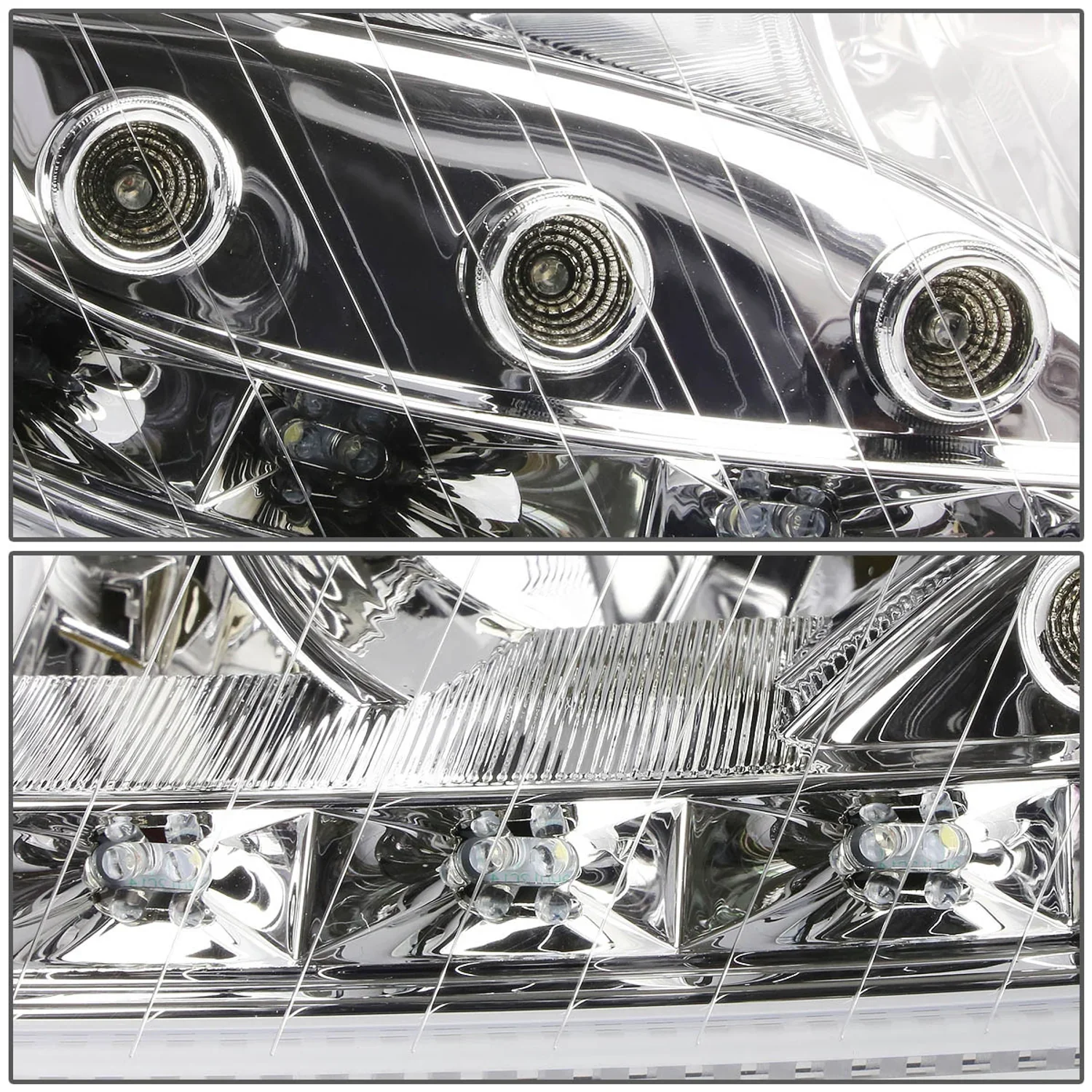 DNA Projector Headlights for Mercedes W220 S55 AMG (2001-2006) S65 AMG (2005-2006) Black or Chrome Housing with Halo or LED Bar DRL - Image 8