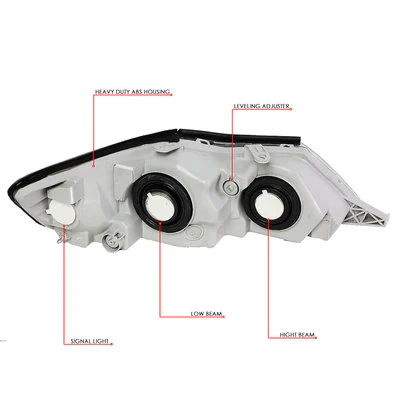 DNA Headlights for Toyota Avalon (2000-2004) with Chrome or Black Housing and Clear or Smoke Lens - Image 6
