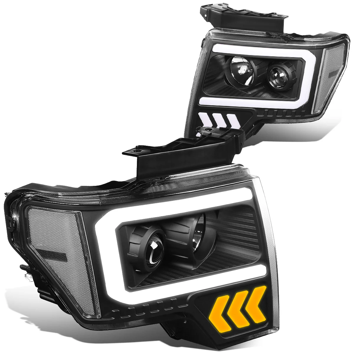 DNA Projector Headlights Ford F150 (09-14) w/ LED DRL - Black / Chrome / Smoke Housing - Image 10