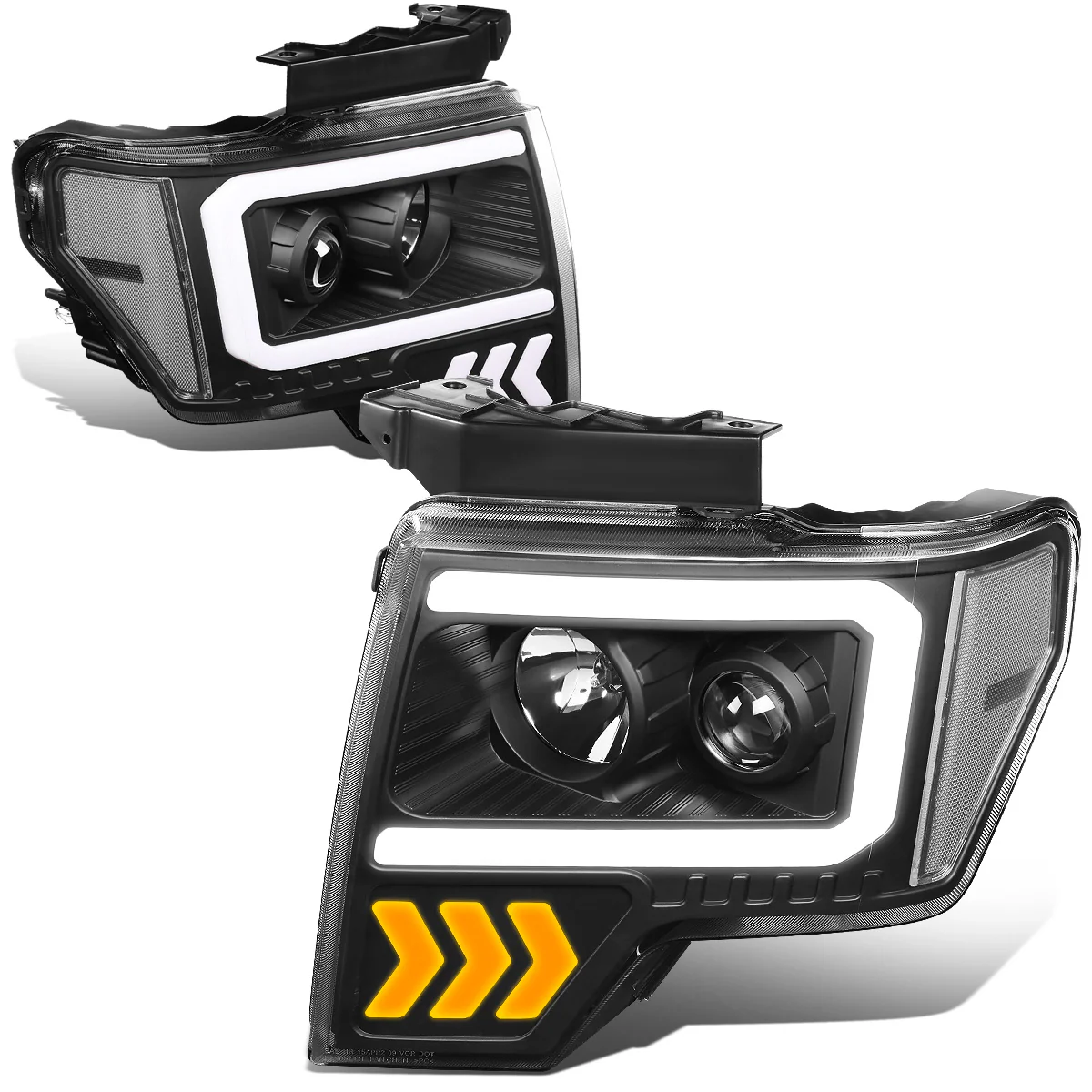 DNA Projector Headlights Ford F150 (09-14) w/ LED DRL - Black / Chrome / Smoke Housing - Image 11