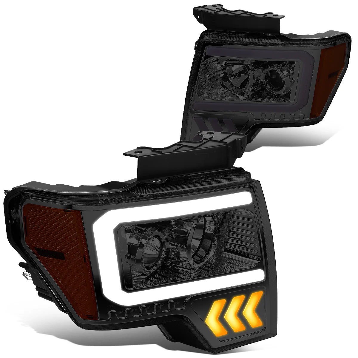 DNA Projector Headlights Ford F150 (09-14) w/ LED DRL - Black / Chrome / Smoke Housing - Image 26