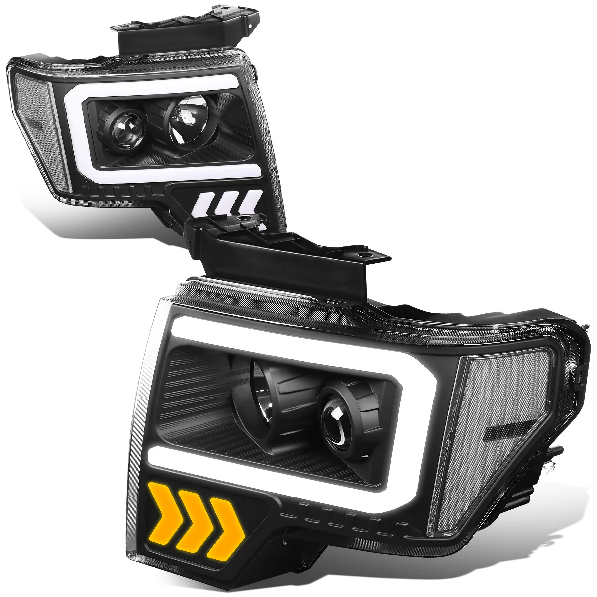 DNA Projector Headlights Ford F150 (09-14) w/ LED DRL - Black / Chrome / Smoke Housing - Image 9