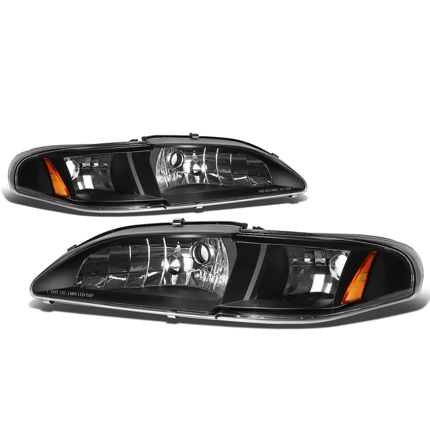 DNA Projector Headlights Ford Mustang SN95 (1994-1998) OE Style w/ Black or Chrome Housing - Image 2