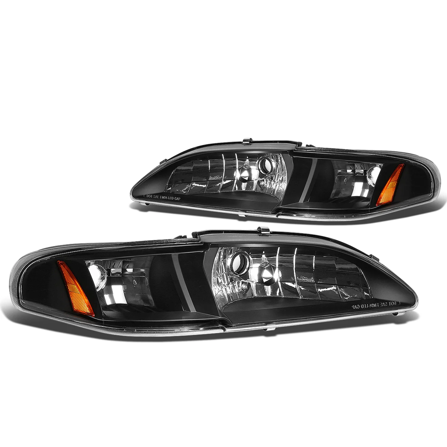 DNA Projector Headlights Ford Mustang SN95 (1994-1998) OE Style w/ Black or Chrome Housing - Image 3