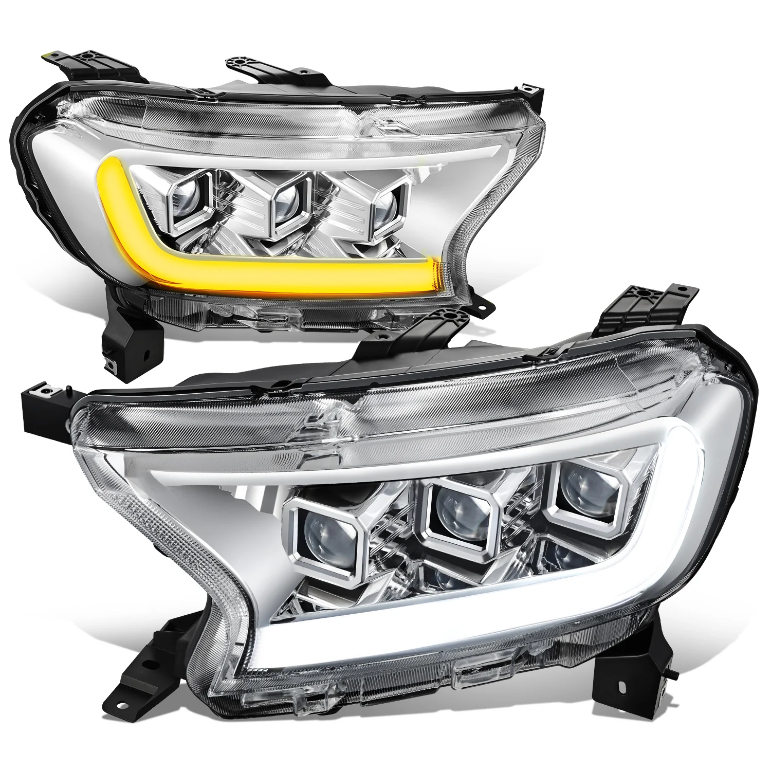 DNA Projector Headlights Ford Ranger XL / XLT (19-23) w/ LED DRL - Black or Chrome Housing - Image 7