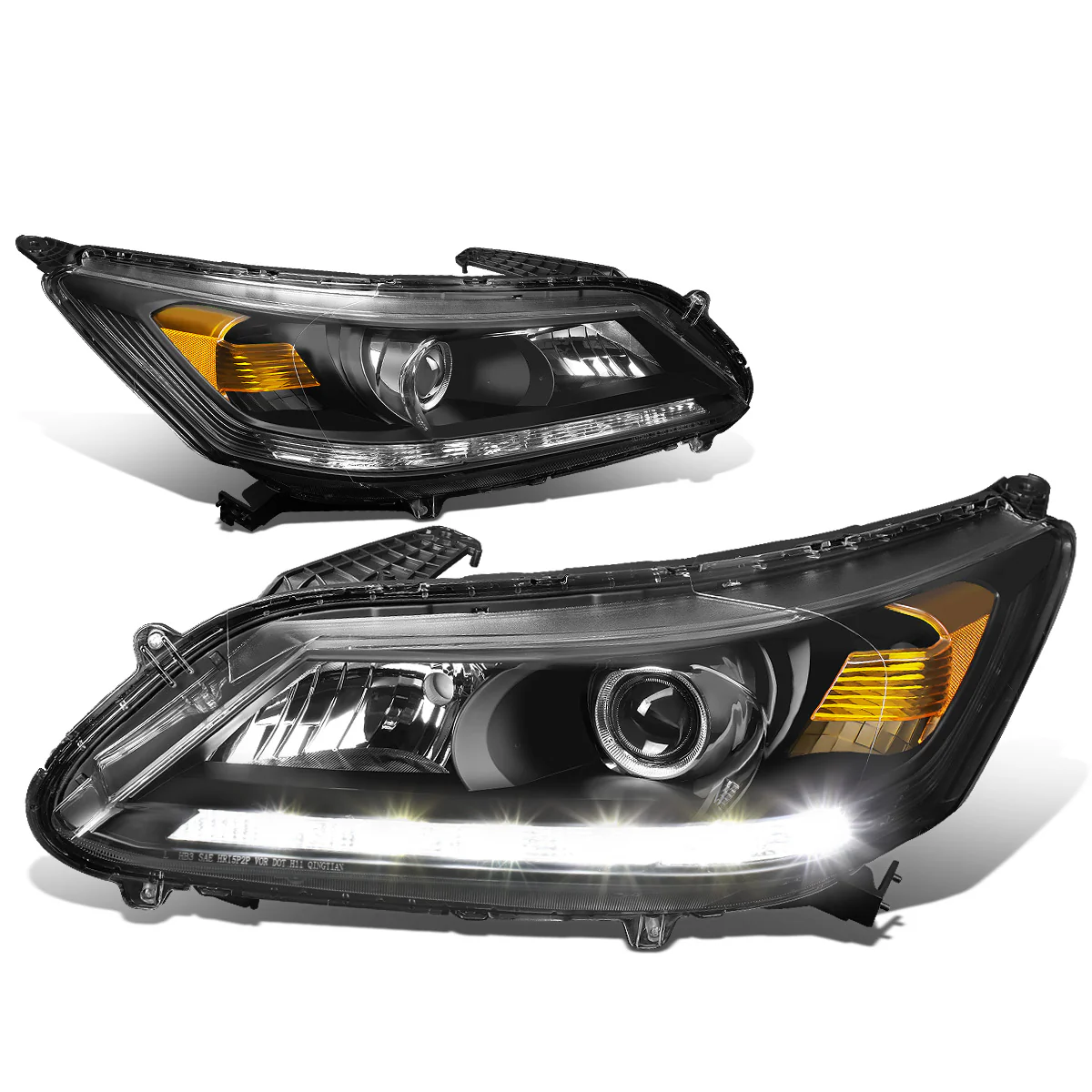 DNA Projector Headlights Honda Accord Sedan (2013-2015) w/ LED DRL - Black or Chrome Housing