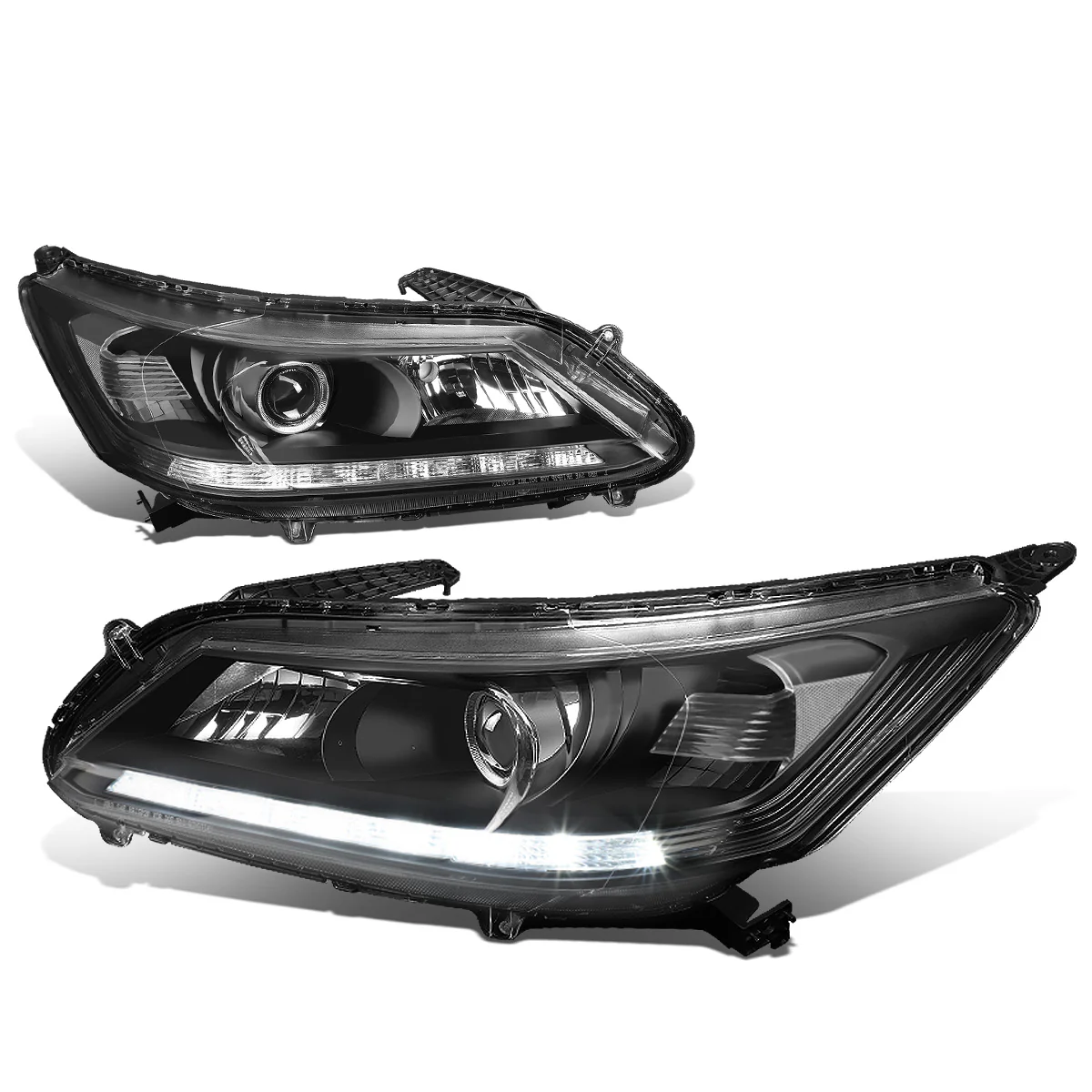 DNA Projector Headlights Honda Accord Sedan (2013-2015) w/ LED DRL - Black or Chrome Housing - Image 10