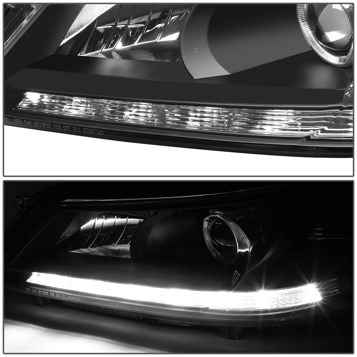DNA Projector Headlights Honda Accord Sedan (2013-2015) w/ LED DRL - Black or Chrome Housing - Image 12