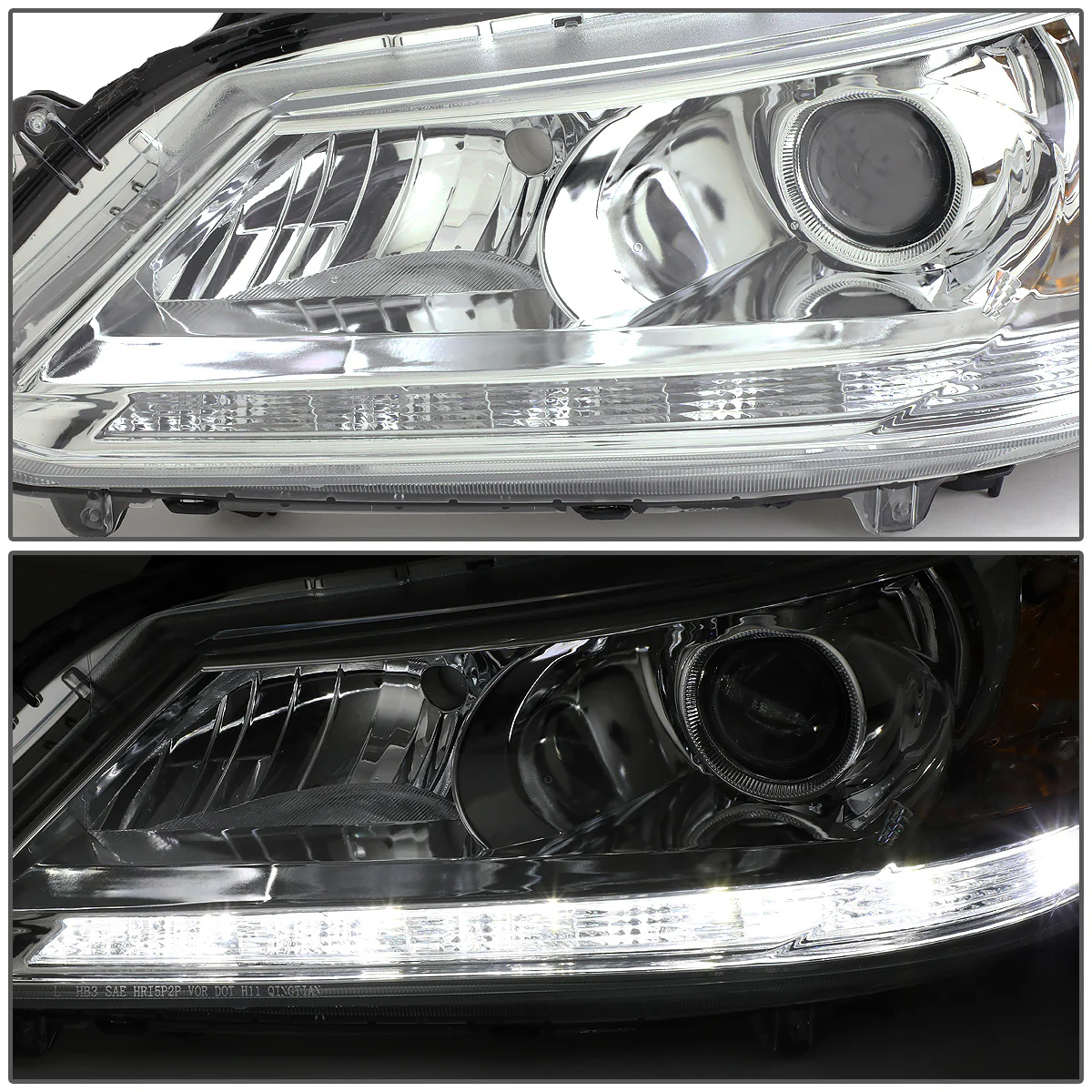 DNA Projector Headlights Honda Accord Sedan (2013-2015) w/ LED DRL - Black or Chrome Housing - Image 19