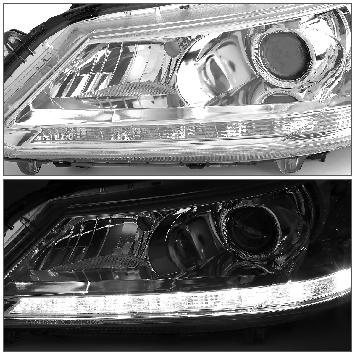DNA Projector Headlights Honda Accord Sedan (2013-2015) w/ LED DRL - Black or Chrome Housing - Image 26