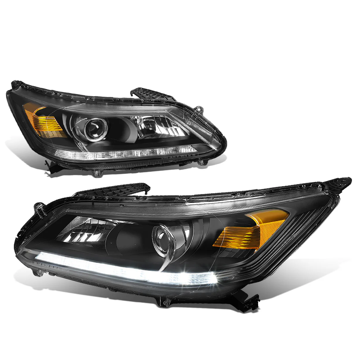 DNA Projector Headlights Honda Accord Sedan (2013-2015) w/ LED DRL - Black or Chrome Housing - Image 3