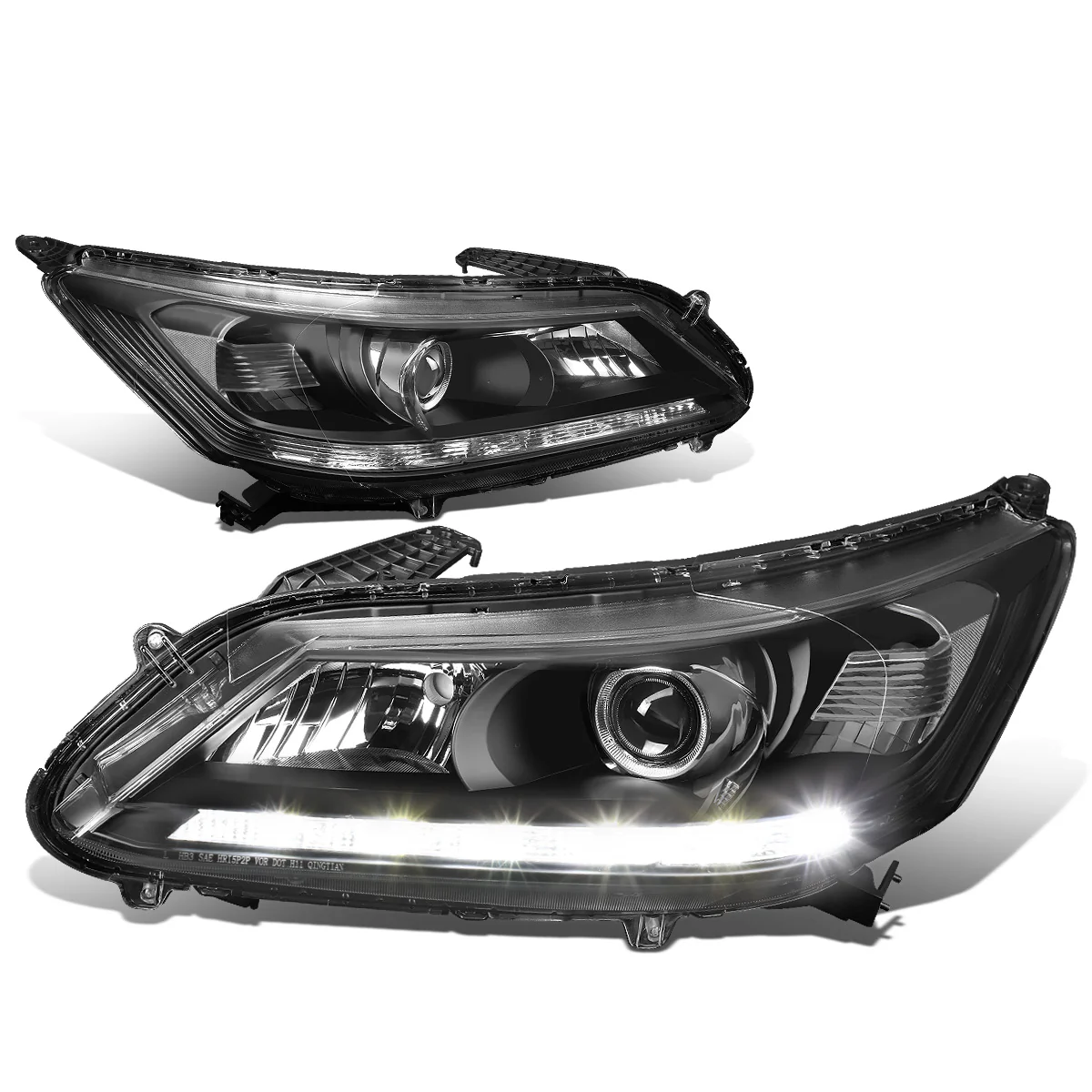 DNA Projector Headlights Honda Accord Sedan (2013-2015) w/ LED DRL - Black or Chrome Housing - Image 8