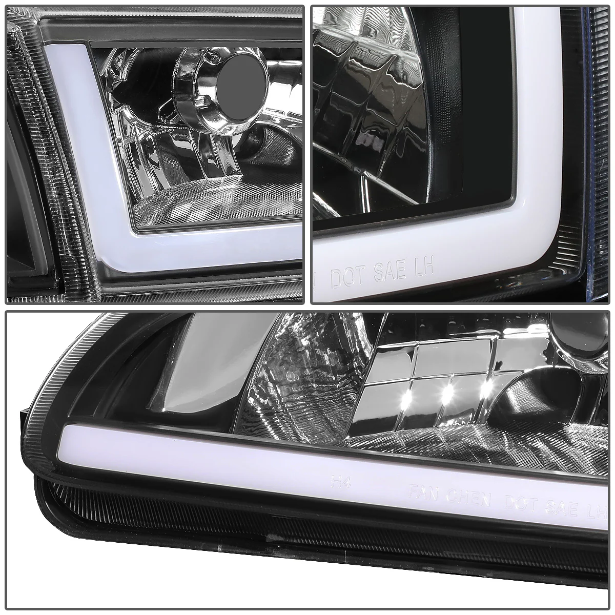 DNA Projector Headlights Honda Civic Coupe / Hatchback (92-95) w/ LED DRL - Black Housing - Image 5
