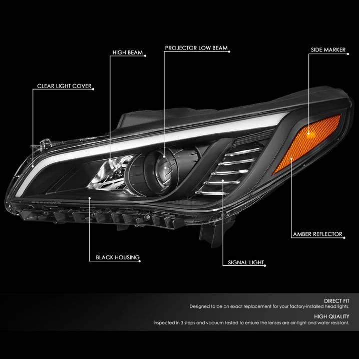DNA Projector Headlights Hyundai Sonata (2015-2017) OE Style w/ Black or Chrome Housing - Image 16