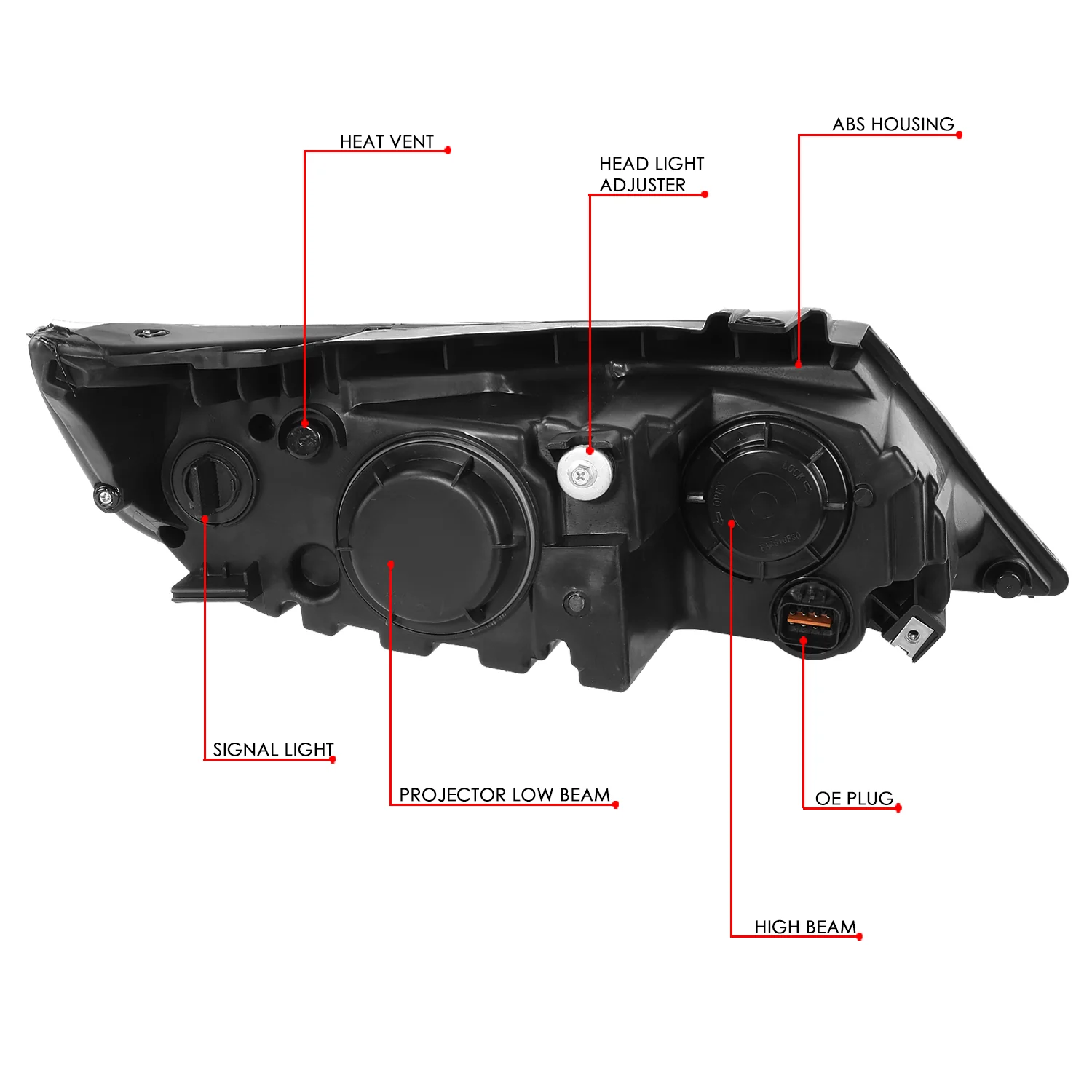 DNA Projector Headlights Kia Sorento (2011-2013) OE Style w/ Black or Chrome Housing - Image 10