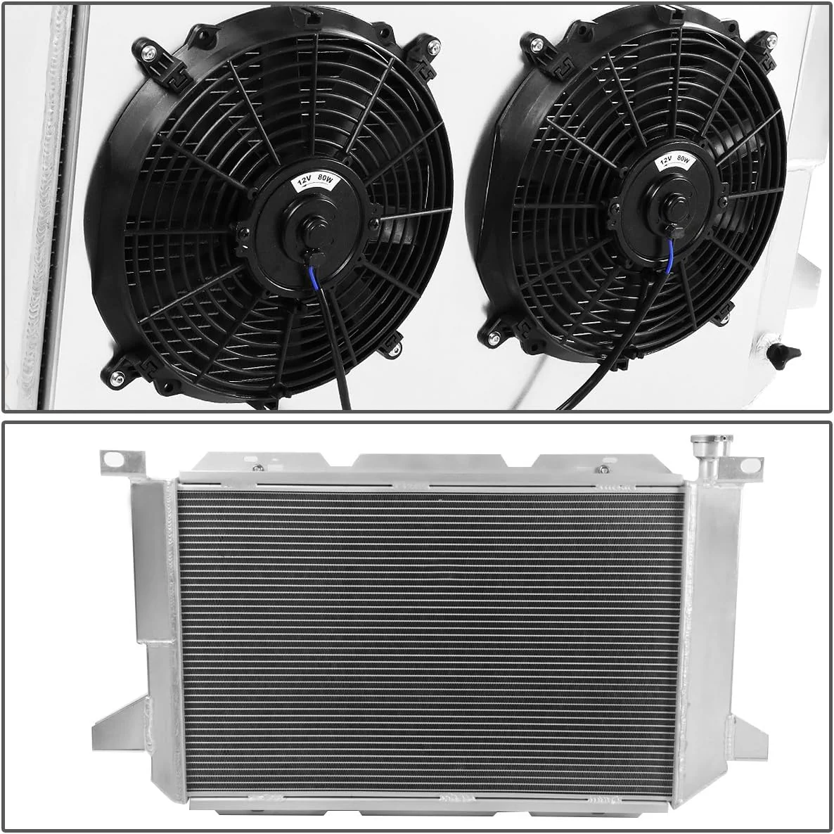 DNA Radiator Ford F150 5.0L / 5.8L V8 w/ Manual Transmission (85-96) 3 Row Aluminum Performance Replacement w/ Fan & Shroud - Image 2