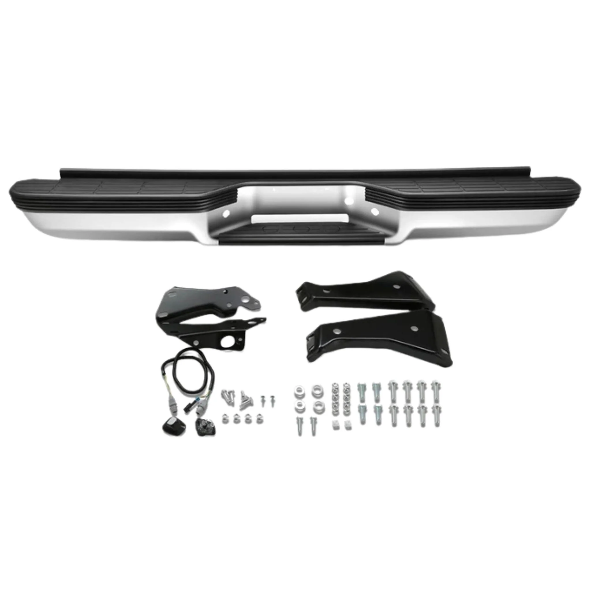 DNA Rear Step Bumper for Chevy & GMC C/K 1500 2500 3500 (1988-2000) with Strip Hole - Black or Chrome