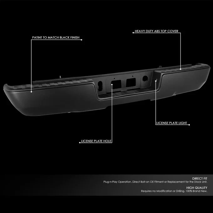 DNA Rear Step Bumper for Chevy Silverado & GMC Sierra 1500 (2014-2019) with License Plate Lights - Black or Chrome - Image 8