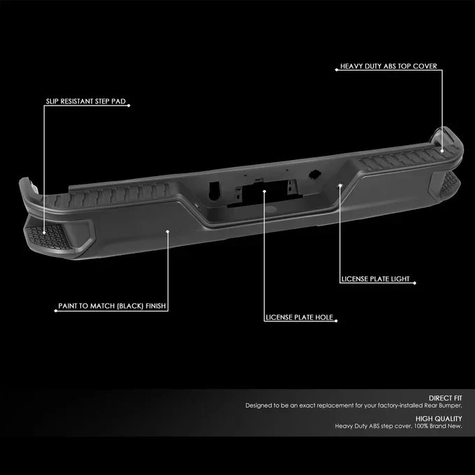 DNA Rear Step Bumper for Chevy Silverado & GMC Sierra 1500 (2019-2023) with License Plate Lights - Black or Chrome - Image 64