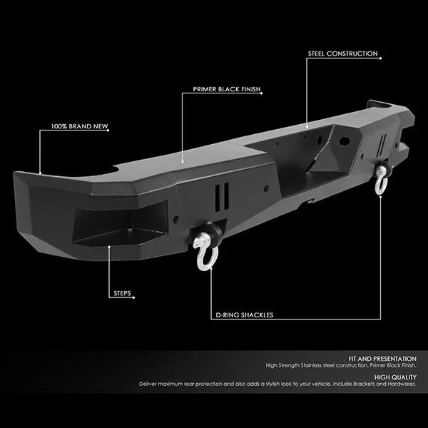 DNA Rear Step Bumper for Chevy Silverado / GMC Sierra (2014-2018) Dual D-Ring Shackles - Image 2