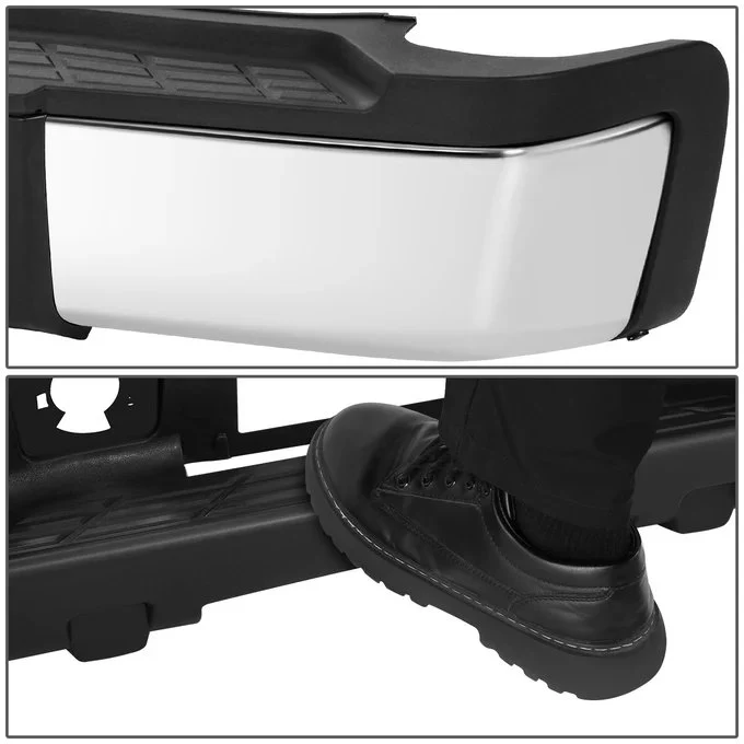 DNA Rear Step Bumper for Chevy Silverado & GMC Sierra 2500 / 3500 (2007-2010) with License Plate Lights - Black or Chrome - Image 17