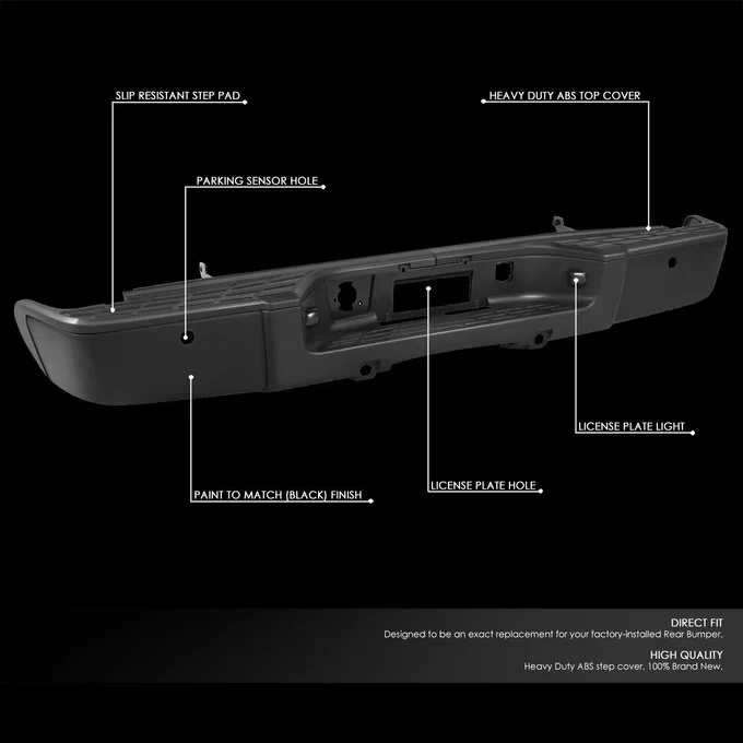 DNA Rear Step Bumper for Chevy Silverado & GMC Sierra 1500 (2007-2013) with License Plate Lights - Black or Chrome - Image 11