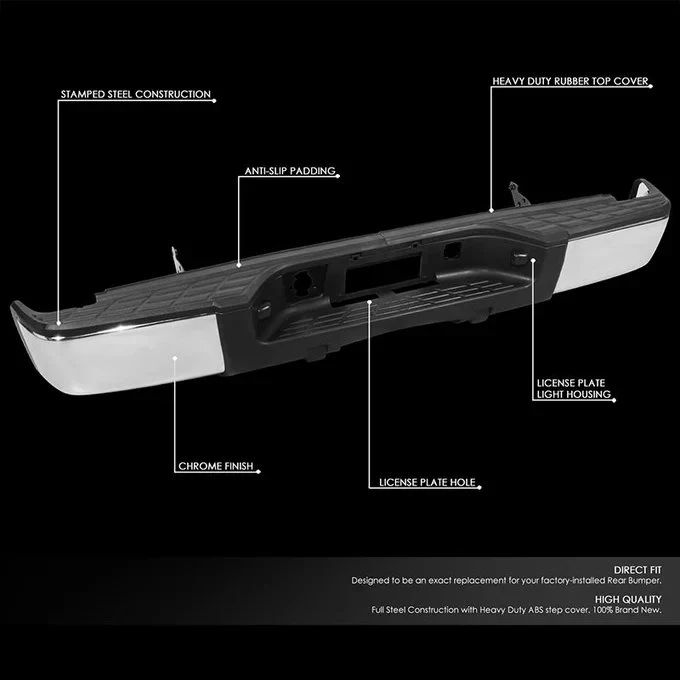 DNA Rear Step Bumper for Chevy Silverado & GMC Sierra 1500 (2007-2013) with License Plate Lights - Black or Chrome - Image 17
