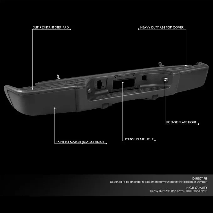 DNA Rear Step Bumper for Chevy Silverado & GMC Sierra 1500 (2007-2013) with License Plate Lights - Black or Chrome - Image 23