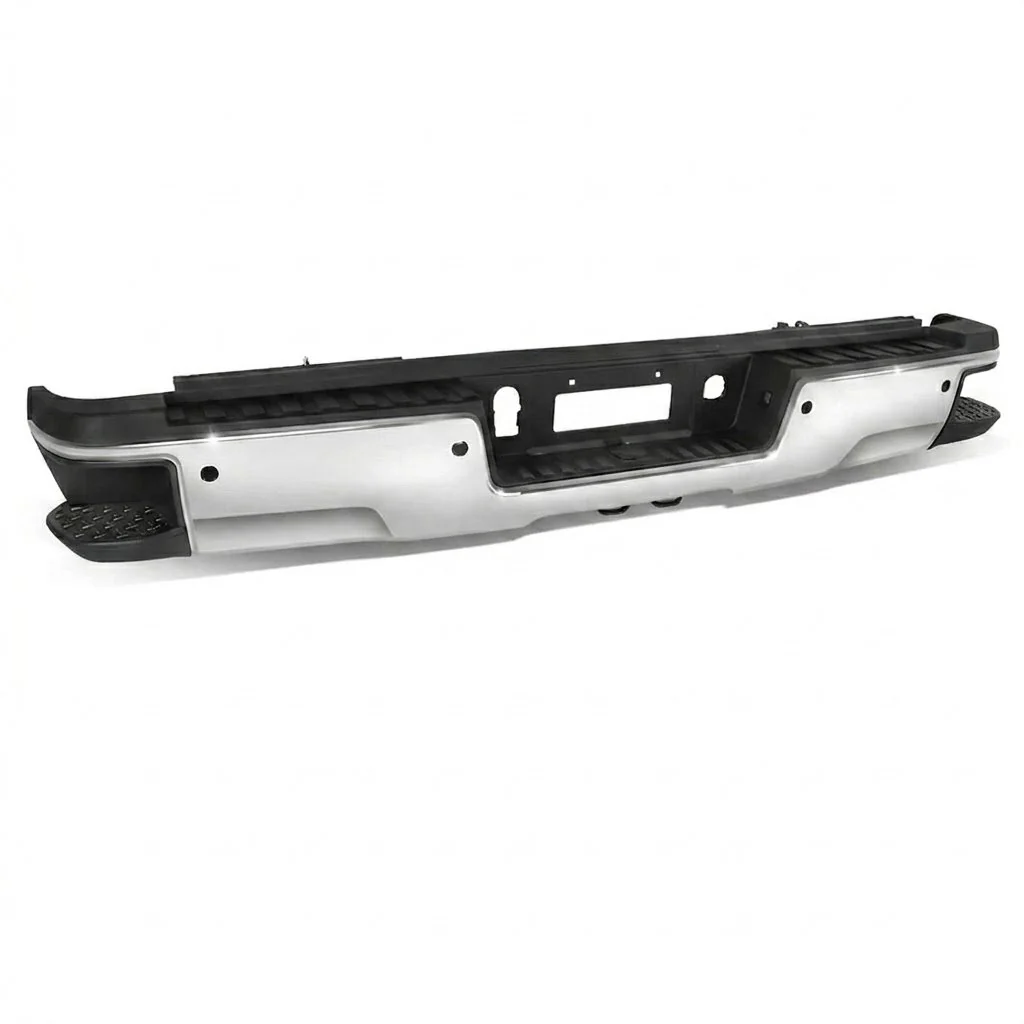DNA Rear Step Bumper for Chevy Silverado & GMC Sierra 2500 / 3500 (2015-2019) with License Plate Lights - Black or Chrome