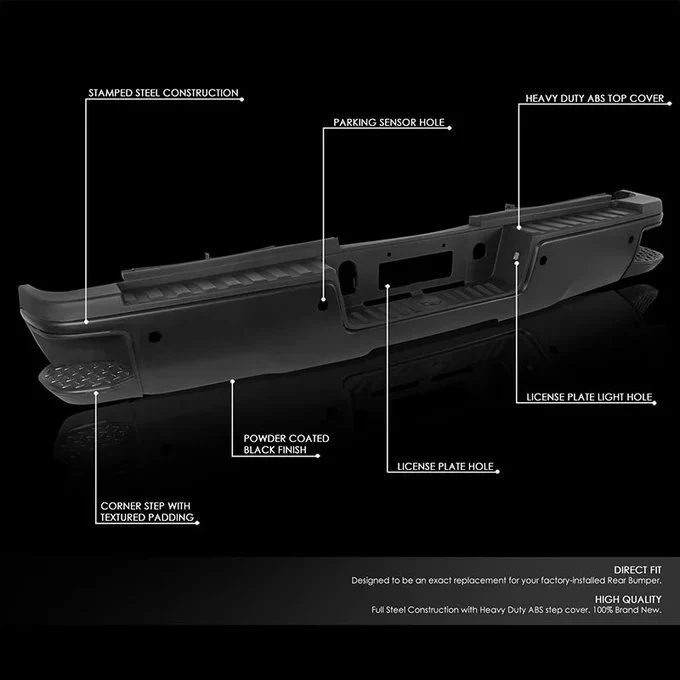 DNA Rear Step Bumper for Chevy Silverado & GMC Sierra 2500 / 3500 (2015-2019) with License Plate Lights - Black or Chrome - Image 81
