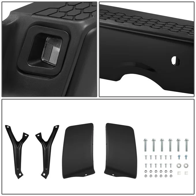 DNA Rear Step Bumper for Dodge Ram 1500 (2009-2011) RAM 1500 (2011-2019) With License Plate Lights - Black or Chrome - Image 4