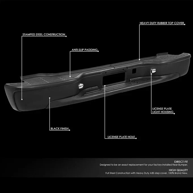 DNA Rear Step Bumper for Chevy Suburban & Tahoe (2000-2006) With License Plate Lights - Black or Chrome - Image 2