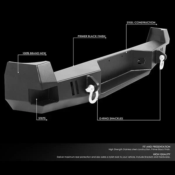 DNA Rear Step Bumper for Toyota Tacoma (2005-2020) Dual D-Ring Shackles - Image 7