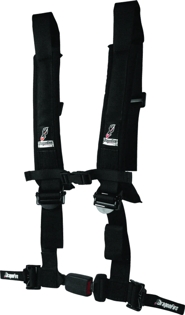 DragonFire Racing ATV Seat Belt Harness [2" or 3" Buckle 4 Point EZ-Adjust] Black or Red