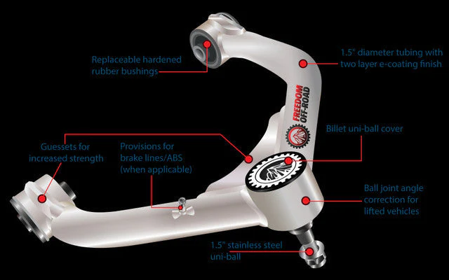 Freedom Offroad Control Arms Chevy Avalanche (07-13) [Uni-Ball] 2-4" Lift/ Front Upper - Image 2