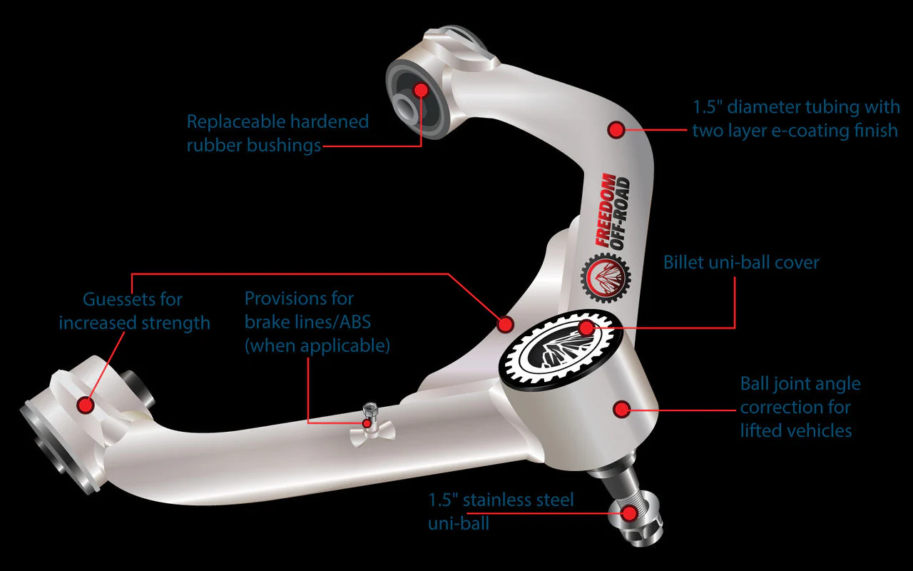 Freedom Offroad Control Arms Hummer H2 (03-09) [Uni-Ball] 2-4" Lift/ Front Upper - Image 2