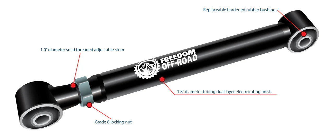 Freedom Offroad Control Arms Jeep Wrangler (07-23) 0-4.5" Lift/ Rear Upper - Image 2