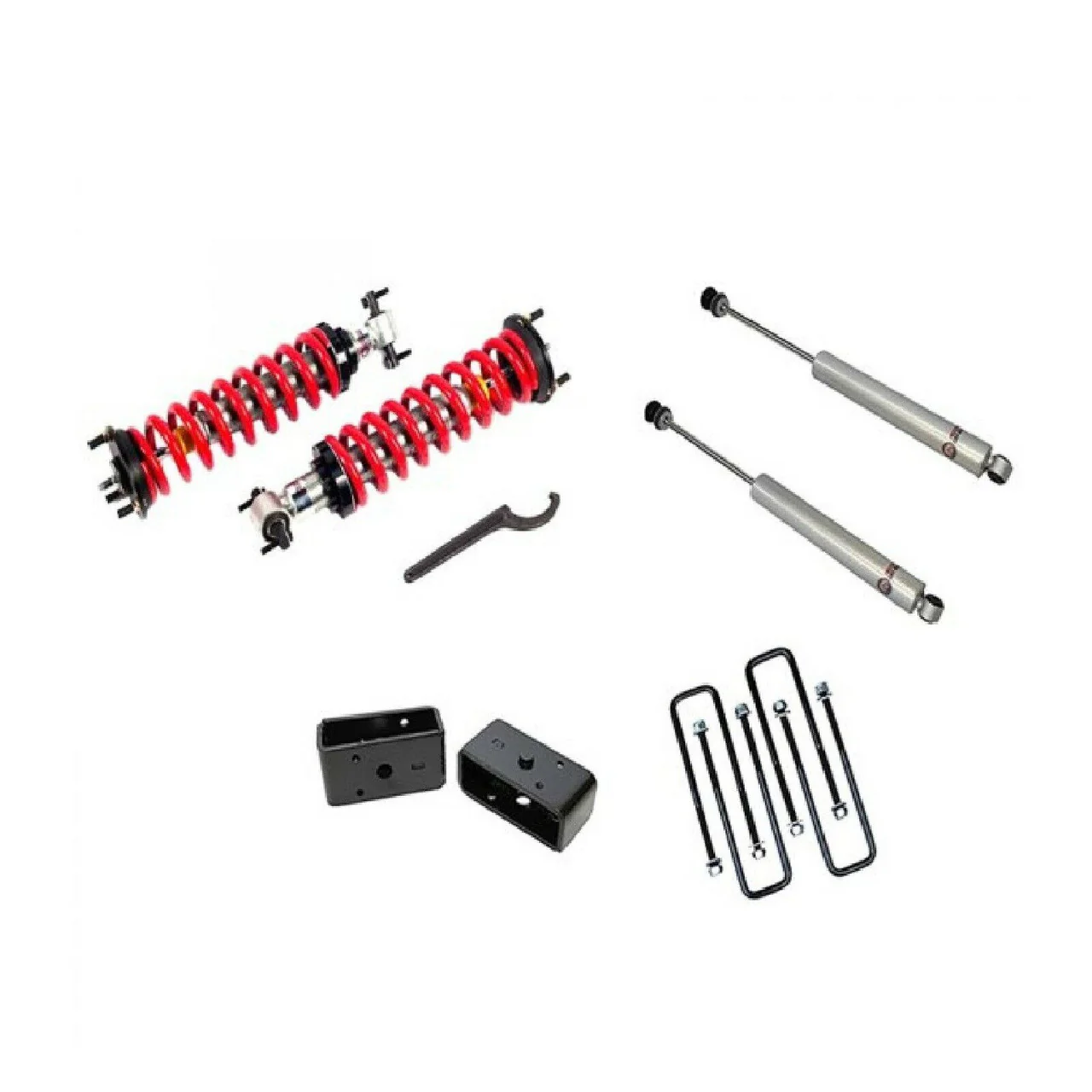 Freedom Offroad Lift Kits Chevy Silverado 1500 (07-18) 1-4" Adjustable Coilovers / 3" Rear Blocks w/ U Bolts & Shocks