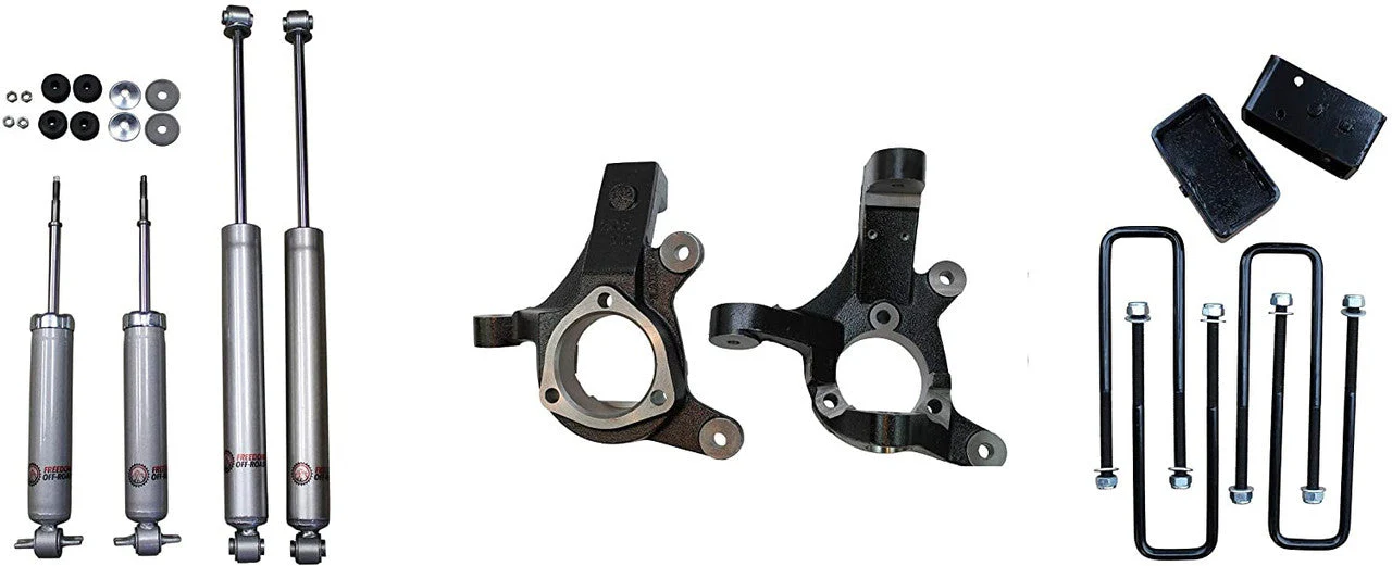 Freedom Offroad Lift Kits GMC Sierra 1500 (99-06) 3" Front Lift Spindles / 2" Rear Blocks w/ U-Bolts & Shocks