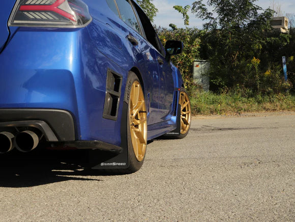GrimmSpeed Mud Flaps Subaru WRX (15-25) WRX STi (15-21) Black Flap w/ Red or White Lettering - Image 9
