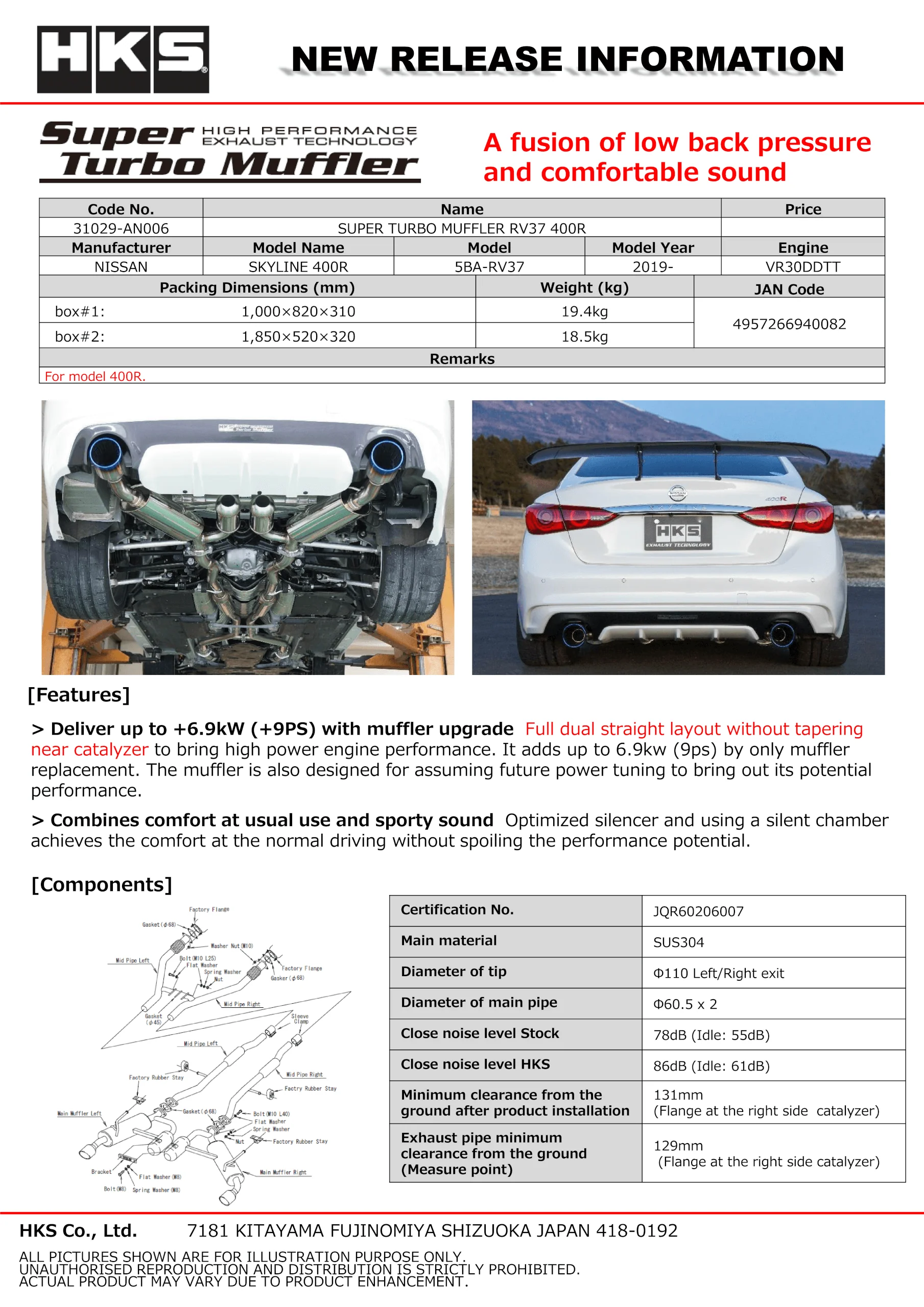 HKS Exhaust Infiniti Q50 RV37 (2014-2021) Super Turbo Catback - 31029-AN006 - Image 5