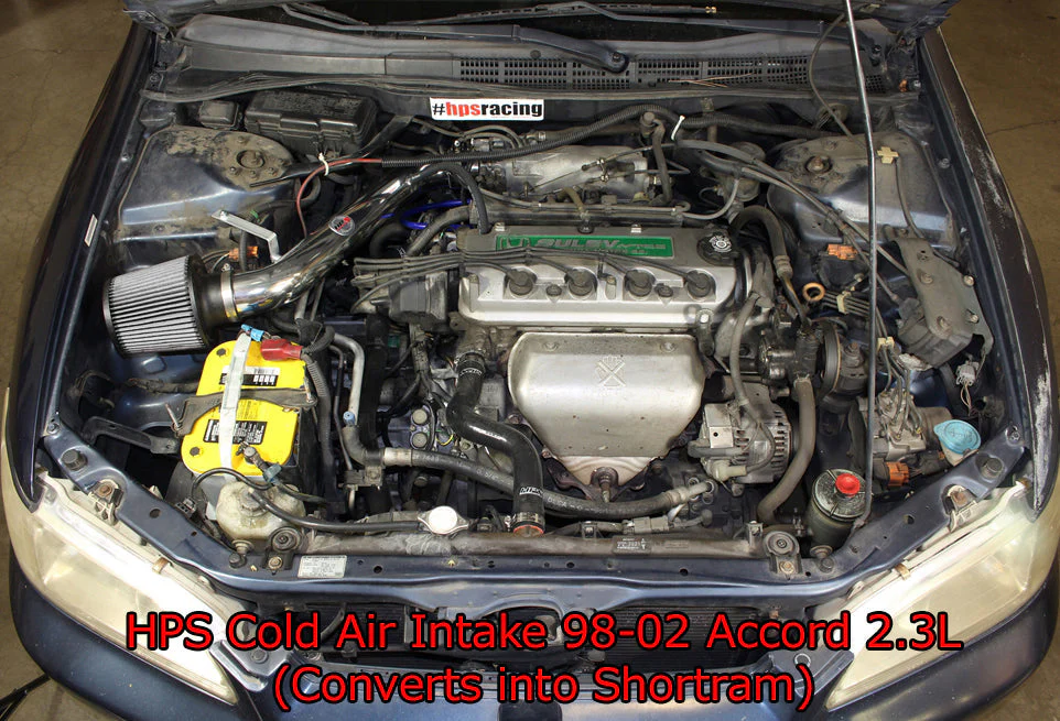 HPS Performance Cold Air Intake Honda Accord 2.3L (1998-2002) [Converts to Shortram] Black / Polished / Red - Image 5